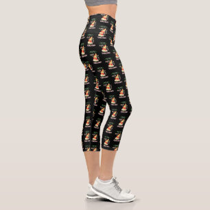 Leggings Capri Joyeux Noël Cheesy Noël Noël Père Noël Pizza Noël