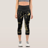 Leggings Capri Joyeux Pawlidays, Or brillant Paw sapin de Noël (Recto)