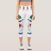 Leggings Capri Joyeux Snowman et Fille Dance Tango fête de Noël (Recto)