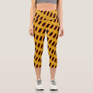 Leggings Capri Kaleidoscope Abstrait Jaune Et Brown