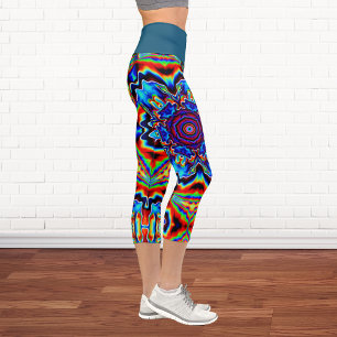 Leggings Capri Kaleidoscope psychédélique bleu rouge et vert Legi