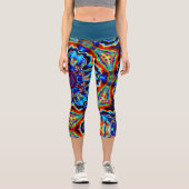 Leggings Capri Kaleidoscope psychédélique bleu rouge et vert Legi (Recto)