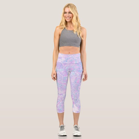 Leggings Capri Kawaii Cute Boho Tourbillonnant Pastel Coton Candy (Recto)