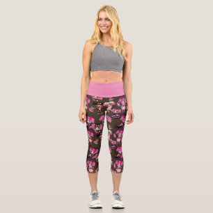 Leggings Capri Kawaii Girl Chibi Doodles rose haute taille Yoga