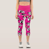 Leggings Capri Kawaii Panda bébé mignonne rose haute taille Yoga (Recto)