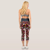 Leggings Capri Kawaii Unicorns Party de nourriture Doodles haute (Verso)