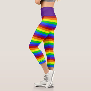 Leggings Capri L'Amour Gay pride rayé et lumineux en arc-en-ciel