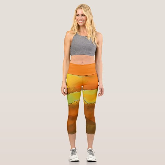 Leggings Capri Lampe de lave, orange et jaune (Recto)