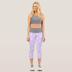 Leggings Capri Lapin à motif couleur pastel sur fond bleu pour an