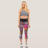Leggings Capri L'art coloré et funky motif marocain (Recto)