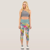 Leggings Capri L'art coloré et funky motif marocain (Recto)