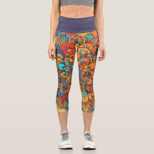 Leggings Capri L'art zen et violet orange Abstrait