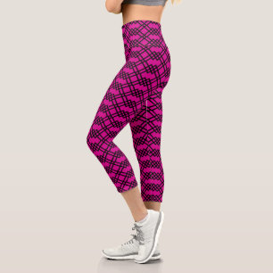 Leggings Capri Latis moderne Géométrique Noir & Framboise Rose