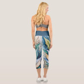 Leggings Capri Latte feuilles dorées bleu vert (Verso)