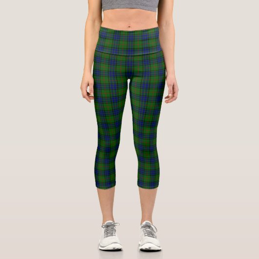 Leggings Capri Lauder tartan bleu vert plaid (Recto)