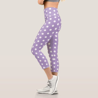 LEGGINGS CAPRI LAVANDE BLANC À POIS SIMPLE ÉLÉGANT MODERNE GYMNAS