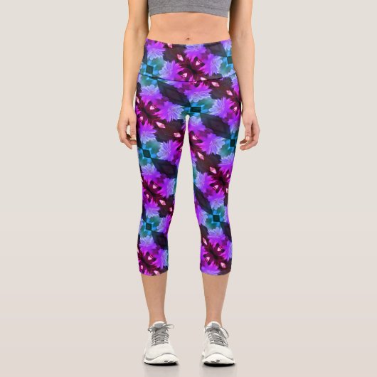 Leggings Capri Lavande Clematis Fleur Nichée Dans Trellis (Recto)