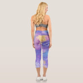 Leggings Capri Lavande et or Fluid Abstrait (Verso)