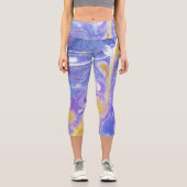 Leggings Capri Lavande et or Fluid Abstrait (Recto)