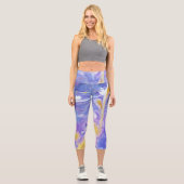 Leggings Capri Lavande et or Fluid Abstrait (Recto)