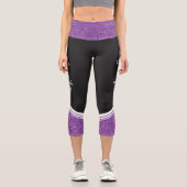 Leggings Capri Lavande noire et noire fleurie blanche rayure et n (Recto)