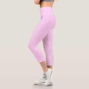 Leggings Capri Lavande rose avec points blancs