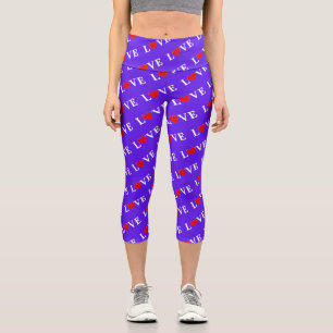 Leggings Capri Lavender Love Heart Moderne Chic Élégant