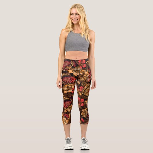 Leggings Capri Le dragon japonais koi motif. (Recto)