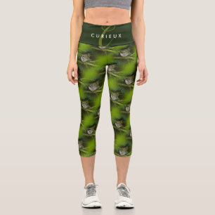 Leggings Capri Le mignon oiseau chanteur Kinglet provoque un remu