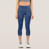 Leggings Capri leaf pattern, Blue Socks (Recto)