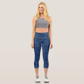 Leggings Capri leaf pattern, Blue Socks (Recto)