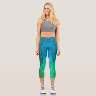 Leggings Capri L'eau chute sur le métal bleu vert
