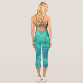 Leggings Capri Légendes Abstraites de diffusion bleue verte Capri (Verso)