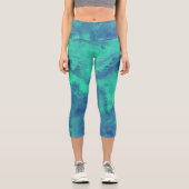 Leggings Capri Légendes Abstraites de diffusion bleue verte Capri (Recto)