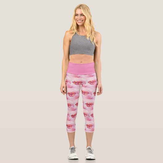 Leggings Capri Légendes Capri à lèvres en rose (Recto)
