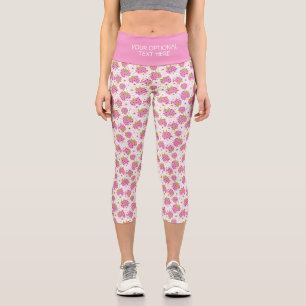 Leggings Capri Légendes de fraises roses personnalisées