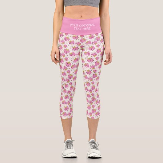 Leggings Capri Légendes de fraises roses personnalisées (Recto)