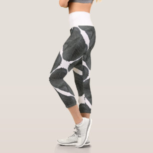 Leggings Capri Légendes d'impression à feuilles d'arbre à poires