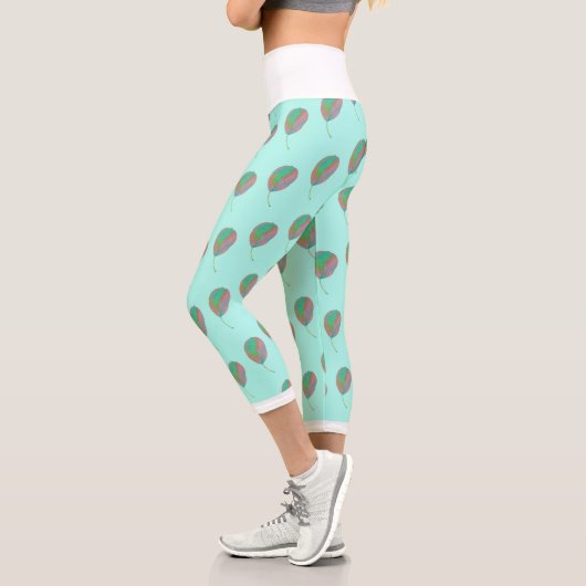 Leggings Capri Légendes d'impression à feuilles d'arbre à poires (Gauche)