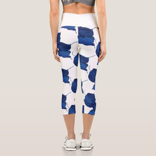 Leggings Capri Légendes d'impression de feuilles d'abricot stylis (Verso)
