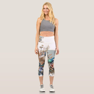 Leggings Capri Légendes florales élégantes de Bluebird Nature art