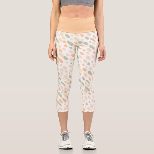 Leggings Capri Legging Capri Peach & Green Organic Pattern (Recto)