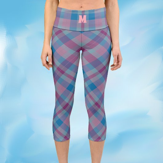 Leggings Capri Légumineuses capri à monogramme bleu et violet