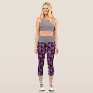 Leggings Capri Légumineuses Capri avec broméliades violettes