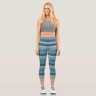 Leggings Capri Légumineuses d'art bleu