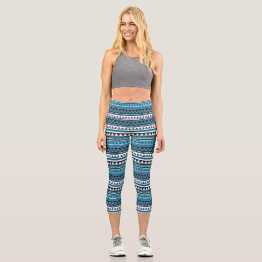 Leggings Capri Légumineuses d'art bleu (Recto)