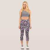 Leggings Capri Léopard gris violet noir (Recto)