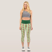 Leggings Capri Léopard jaune Gecko Vert (Recto)