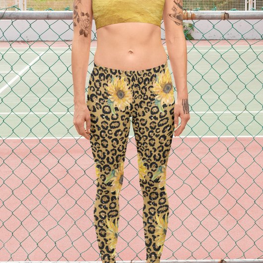 Leggings Capri Léopard Poster de animal de fourrure tournesol mét