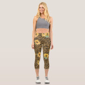 Leggings Capri Léopard Poster de animal de fourrure tournesol mét (Recto)
